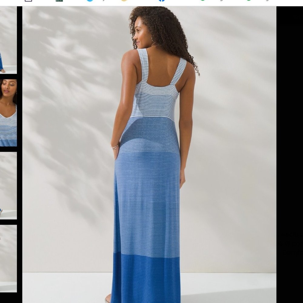 Soma Ombre Stripe Maxi Dress Built-In Bra & Pockets Size S NEW - Picture 3 of 8